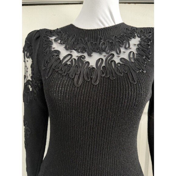 Vintage 70s 80s Pat Sandler Wellmore Saks Neiman Dress Stretch Dressy Knit Sz 2 - Picture 2 of 8